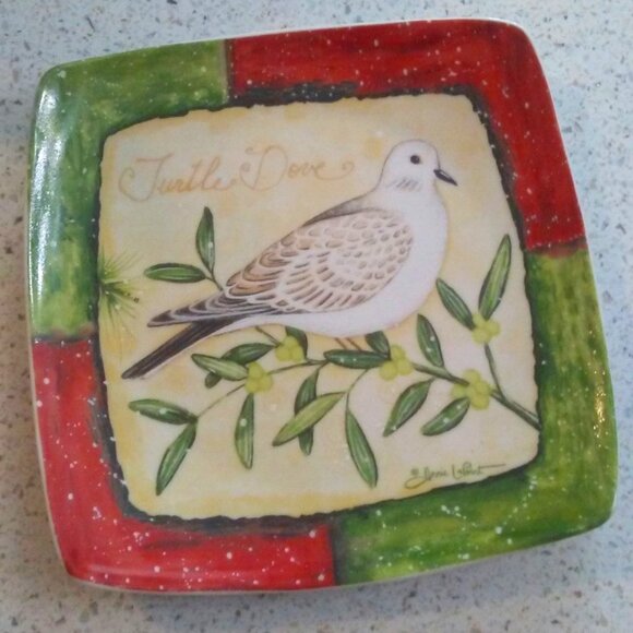 Winter's Harmony plate - Carson Home Accents - Turtle Dove - by Annie Lapoint - Picture 1 of 4
